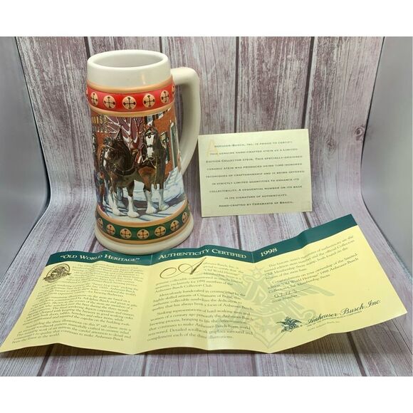 1998 Budweiser Holiday Stein - Hometown Holiday Old World Heritage     - Picture 9 of 12